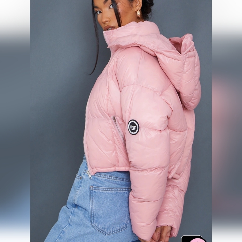 Plt Pink Hooded Panel Puffer